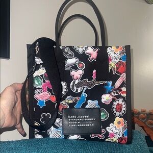 Marc Jacobs Black Tote with Colorful Sticker-Print Spring 2026